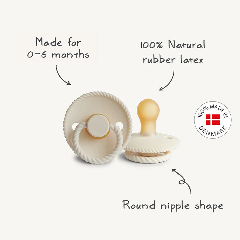 FRIGG Round Pacifier - Rope Latex Size 1 - Sage