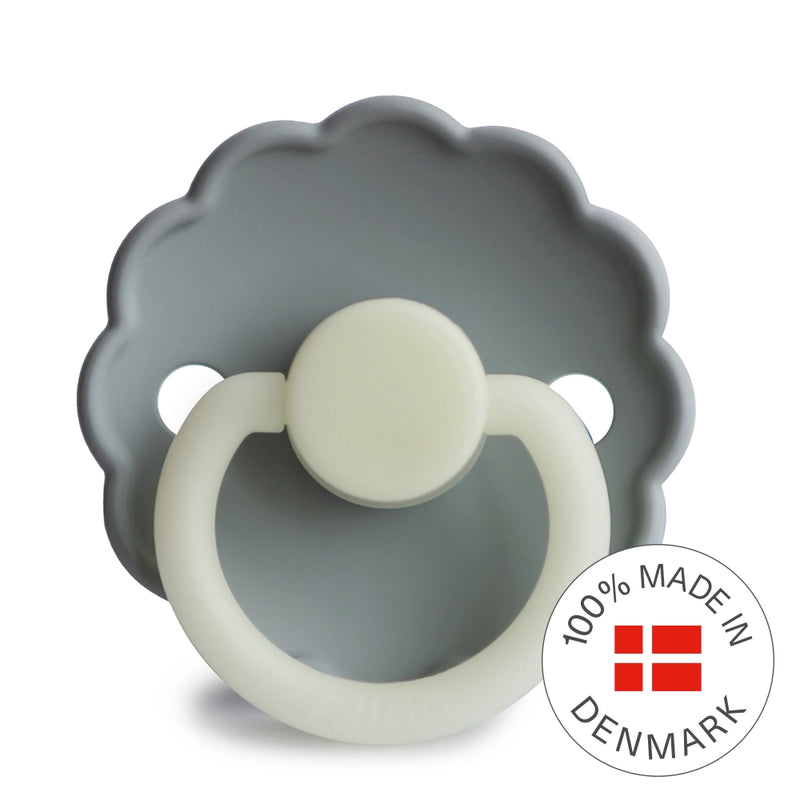 FRIGG Round Pacifier - Daisy Night Silicone Size 1 - French Gray