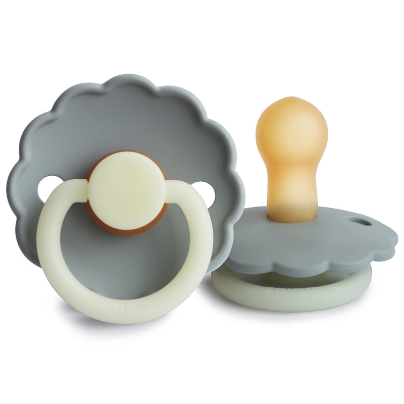 FRIGG Round Pacifier - Daisy Night Latex Size 1 - French Gray