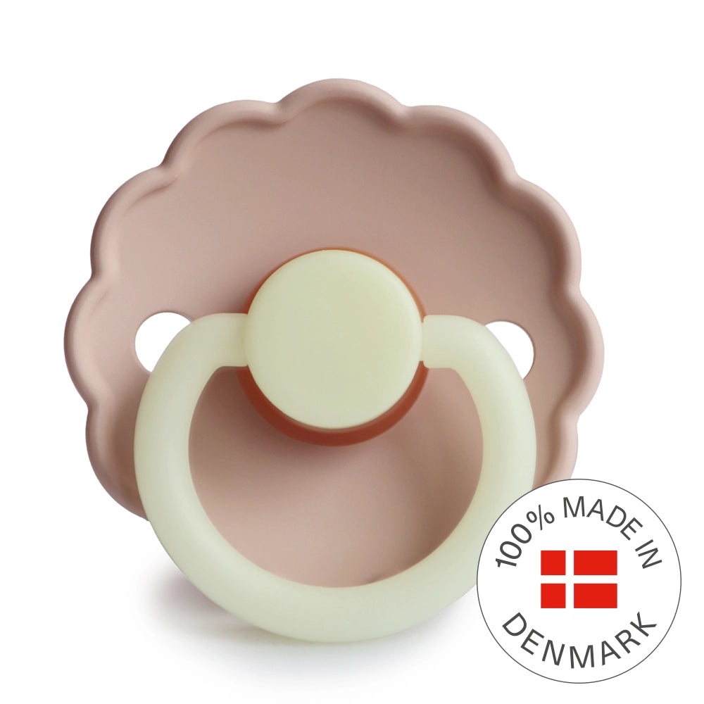 FRIGG Round Pacifier - Daisy Night Latex Size 2 - Blush