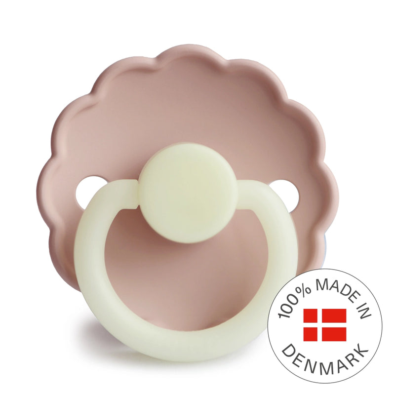 FRIGG Round Pacifier - Daisy Night Silicone Size 1 - Blush