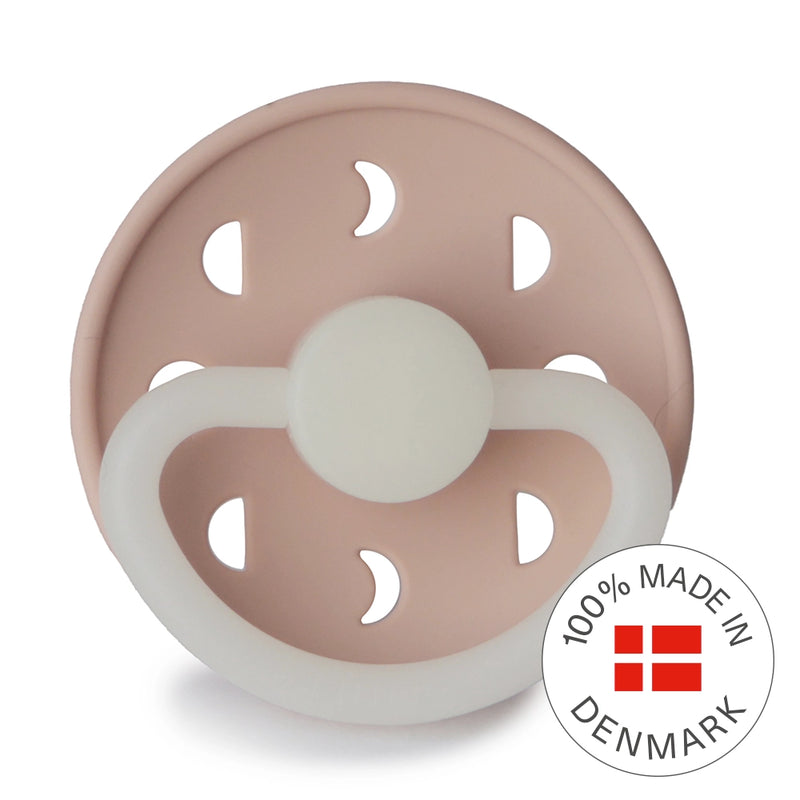 FRIGG Round Pacifier - Moon Phase Night Silicone Size 2 - Blush