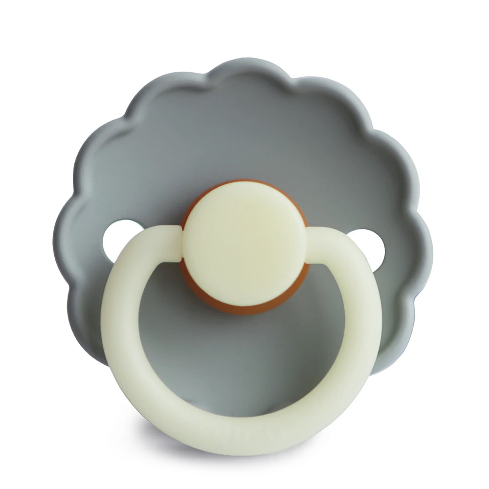 FRIGG Round Pacifier - Daisy Night Latex Size 2 - French Gray