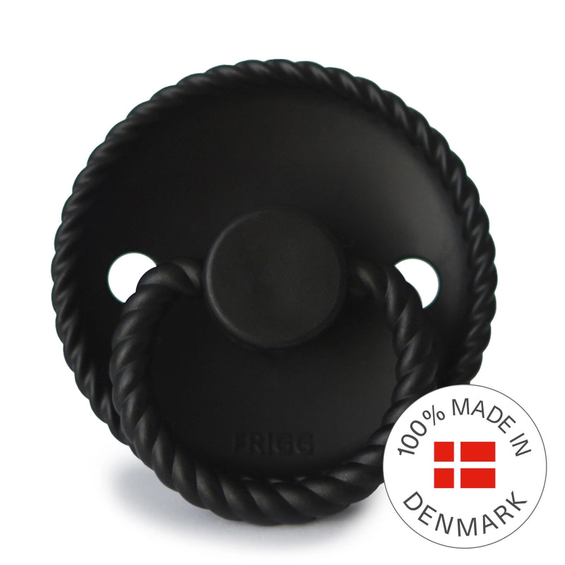 FRIGG Round Pacifier - Rope Silicone Size 1 - Jet Black