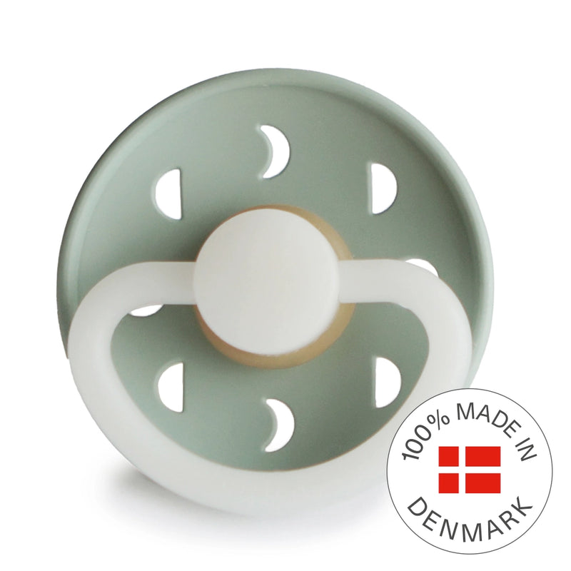 FRIGG Round Pacifier - Moon Phase Night Latex Size 2 - Sage