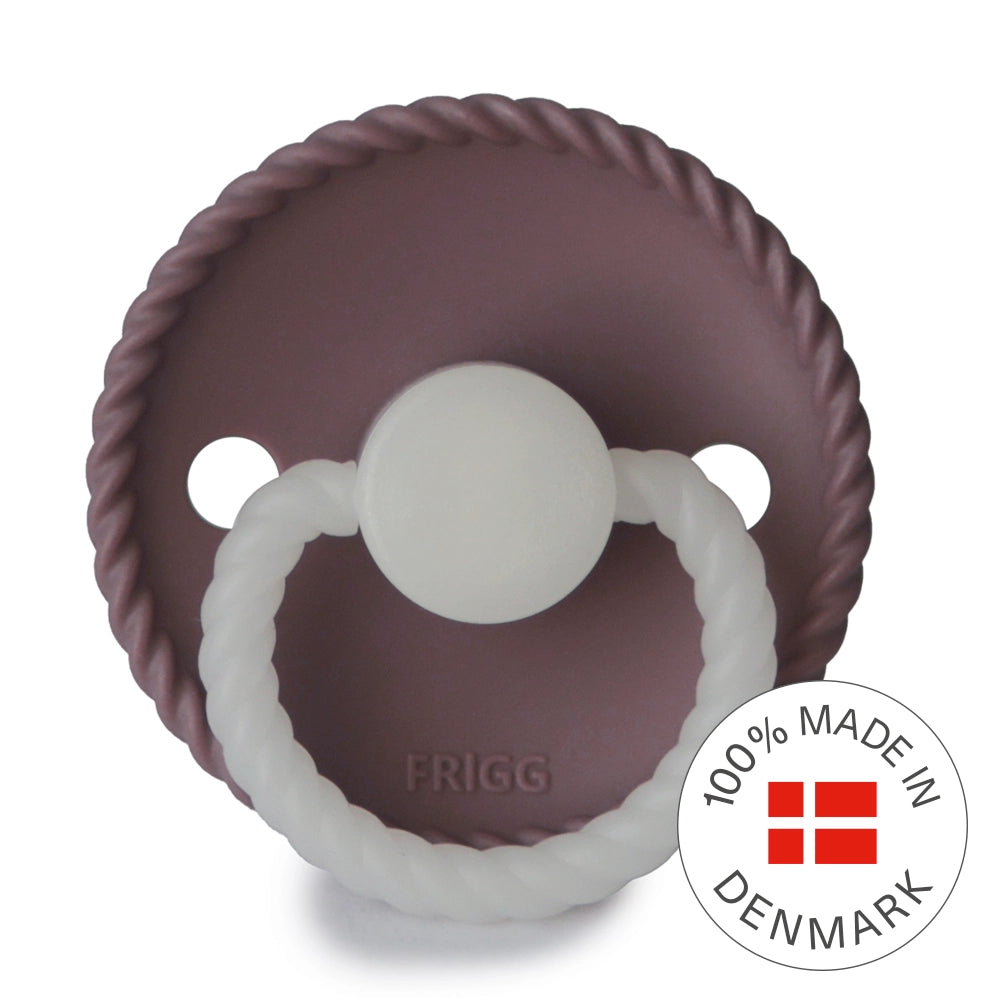FRIGG Round Pacifier - Rope Night Silicone Size 1 - Twilight Mauve