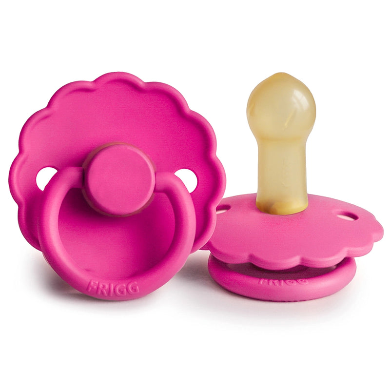 FRIGG Round Pacifier - Daisy Latex Size 2 - Fuchsia