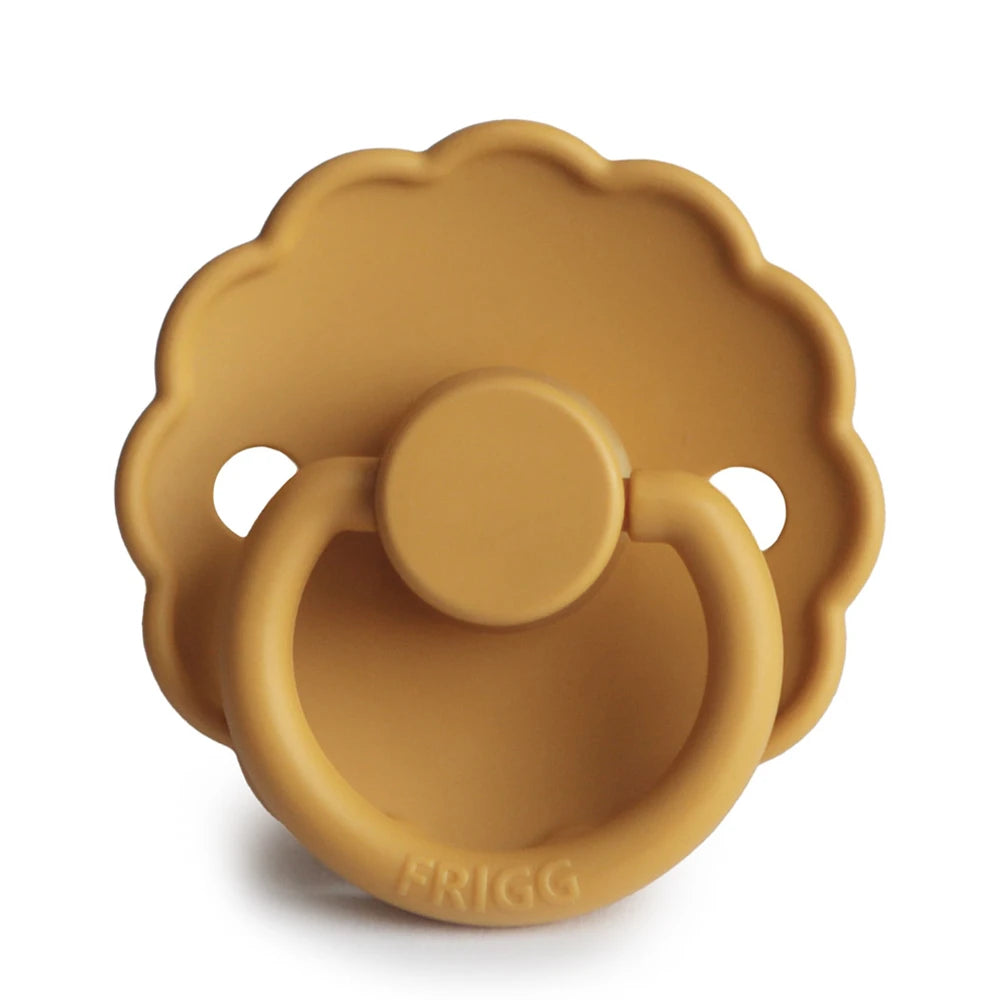 FRIGG Round Pacifier - Daisy Latex Size 1 - Honey Gold