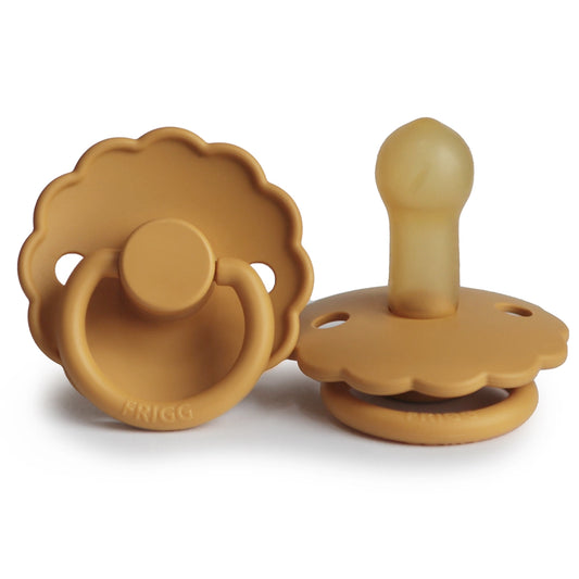 FRIGG Round Pacifier - Daisy Latex Size 2 - Honey Gold
