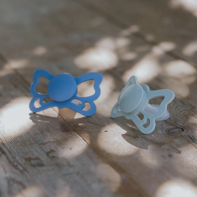 FRIGG Pacifier - Butterfly Silicone 2-Pack Size 2 - Ocean View/Powder Blue