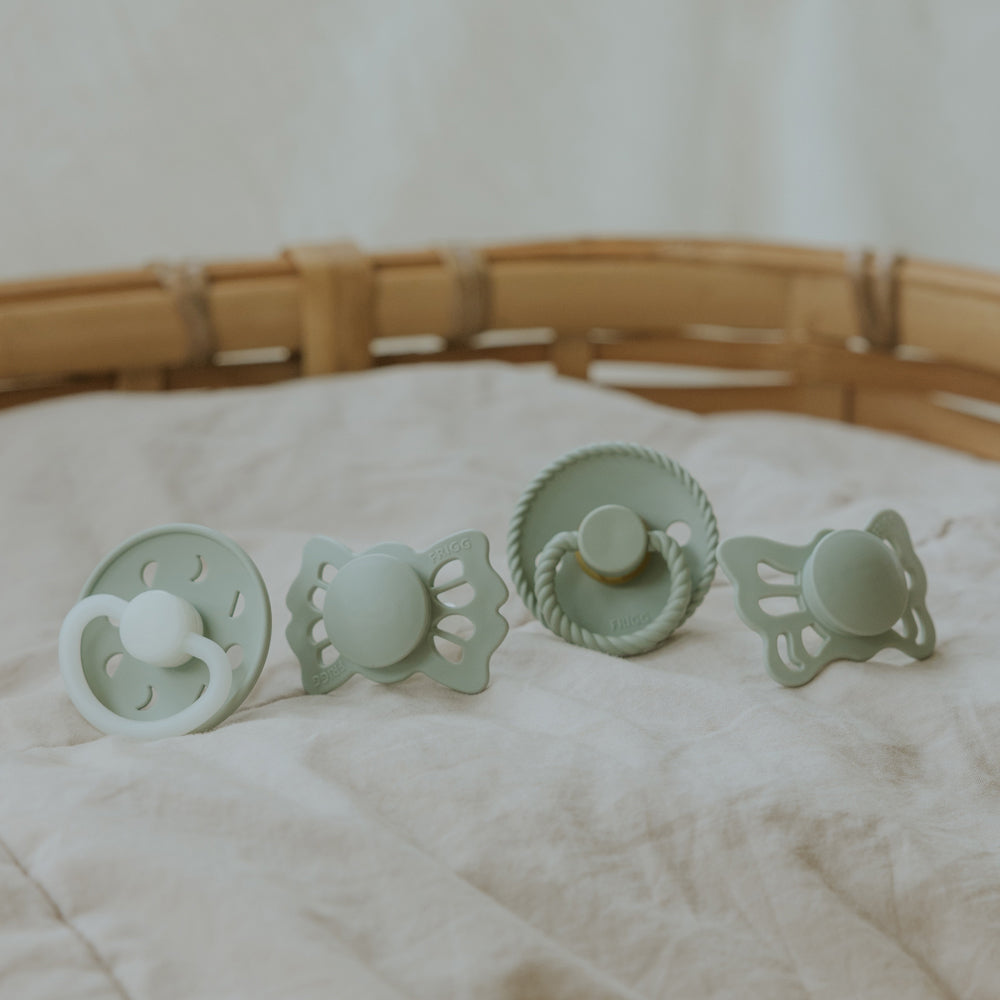 The First Pacifier FRIGG Baby's First Pacifier - 4-Pack - Moonlight Sailing - Sage