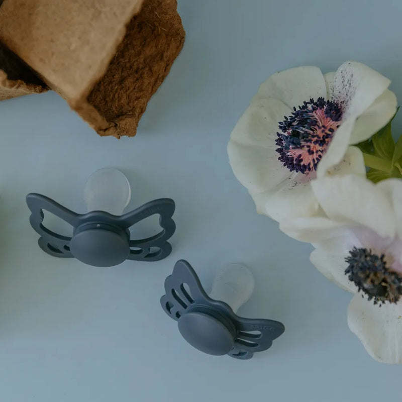 FRIGG Anatomical Pacifier - Butterfly Silicone Size 2 - Slate