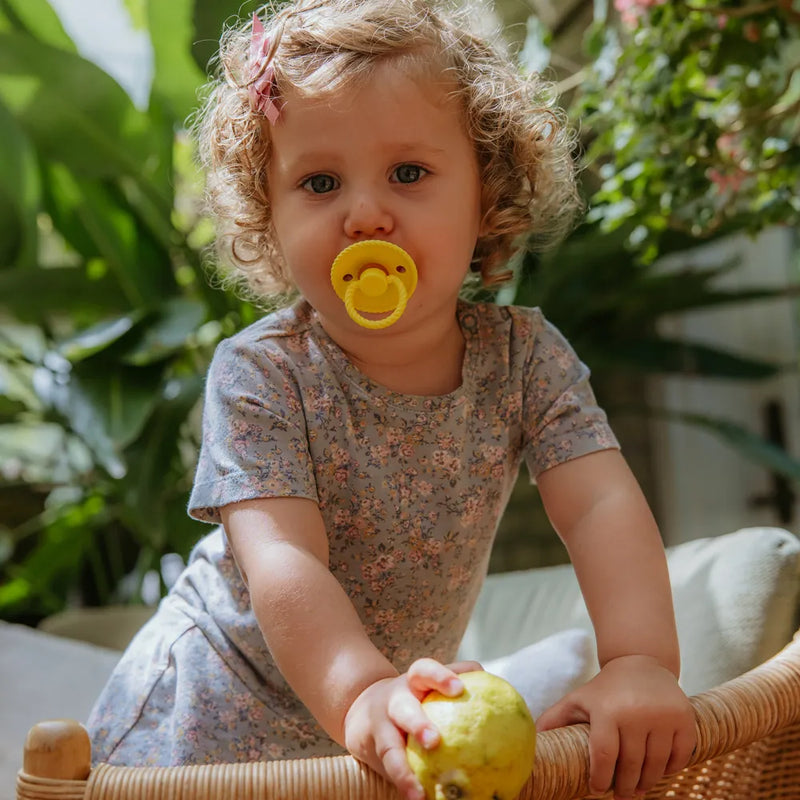 FRIGG Round Pacifier - Rope Silicone Size 2 - Sunflower