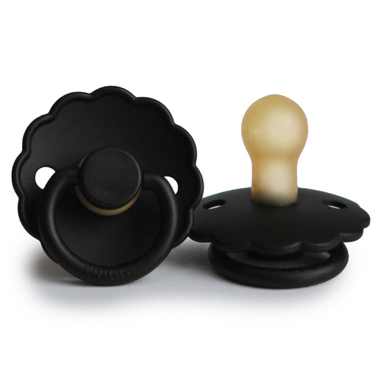 FRIGG Round Pacifier - Daisy Latex Size 1 - Jet Black