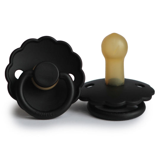 FRIGG Round Pacifier - Daisy Latex Size 2 - Jet Black