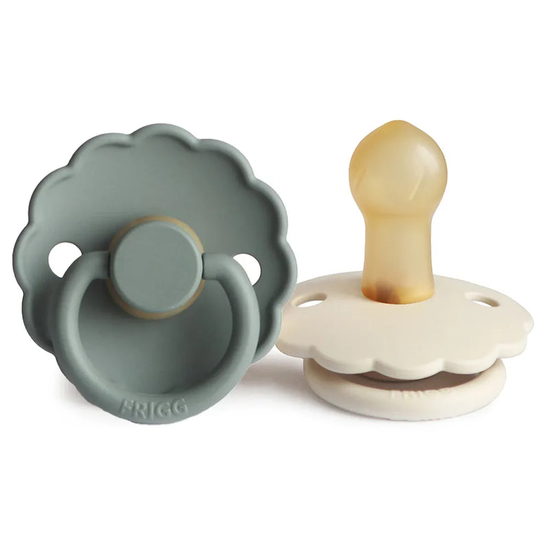 FRIGG Pacifier - Daisy Latex 2-Pack Size 1 - Lily Pad/Cream