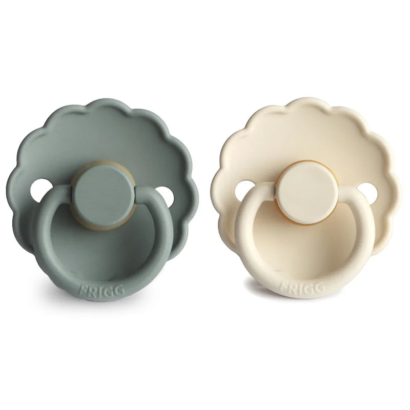 FRIGG Pacifier - Daisy Latex 2-Pack Size 2 - Lily Pad/Cream