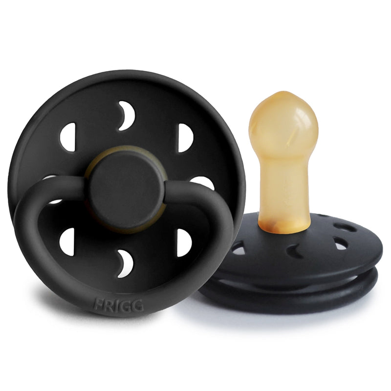 FRIGG Round Pacifier - Moon Phase Latex Size 2 - Jet Black