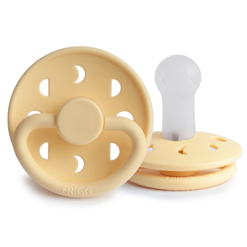 FRIGG Round Pacifier - Moon Phase Silicone Size 2 - Pale Daffodil
