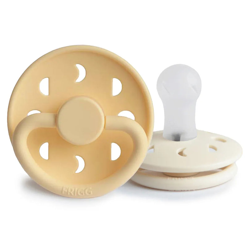 FRIGG Pacifier - Moon Phase Silicone 2-Pack Size 1 - Pale Daffodil/Cream
