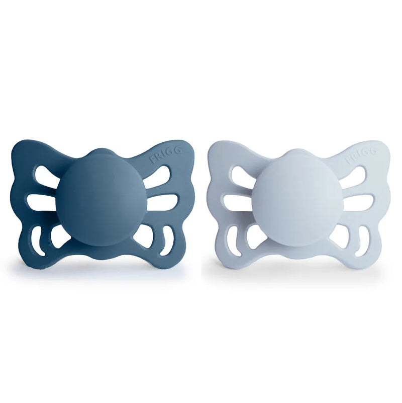 FRIGG Pacifier - Butterfly Silicone 2-Pack Size 1 - Ocean View/Powder Blue