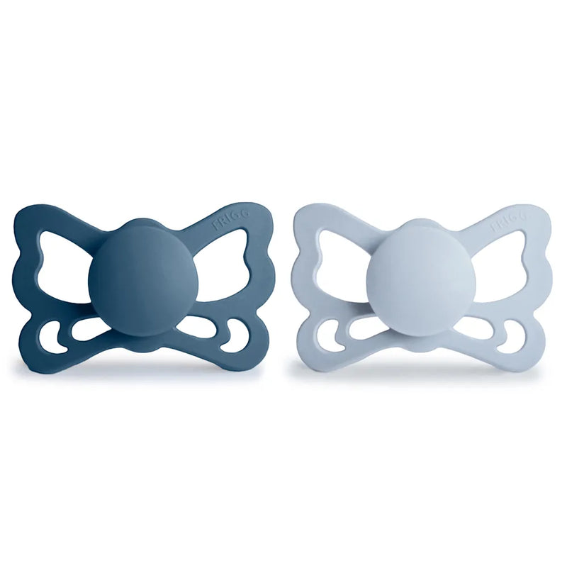FRIGG Pacifier - Butterfly Silicone 2-Pack Size 2 - Ocean View/Powder Blue