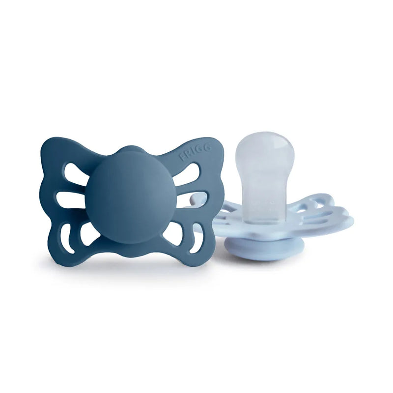 FRIGG Pacifier - Butterfly Silicone 2-Pack Size 1 - Ocean View/Powder Blue