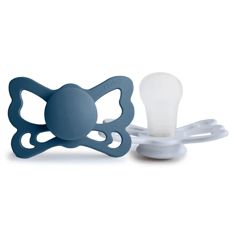 FRIGG Pacifier - Butterfly Silicone 2-Pack Size 2 - Ocean View/Powder Blue