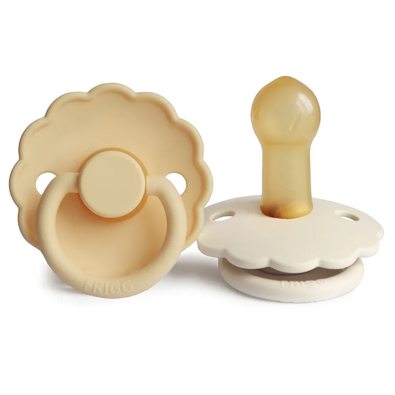 FRIGG Pacifier - Daisy Latex 2-Pack Size 2 - Pale Daffodil/Cream