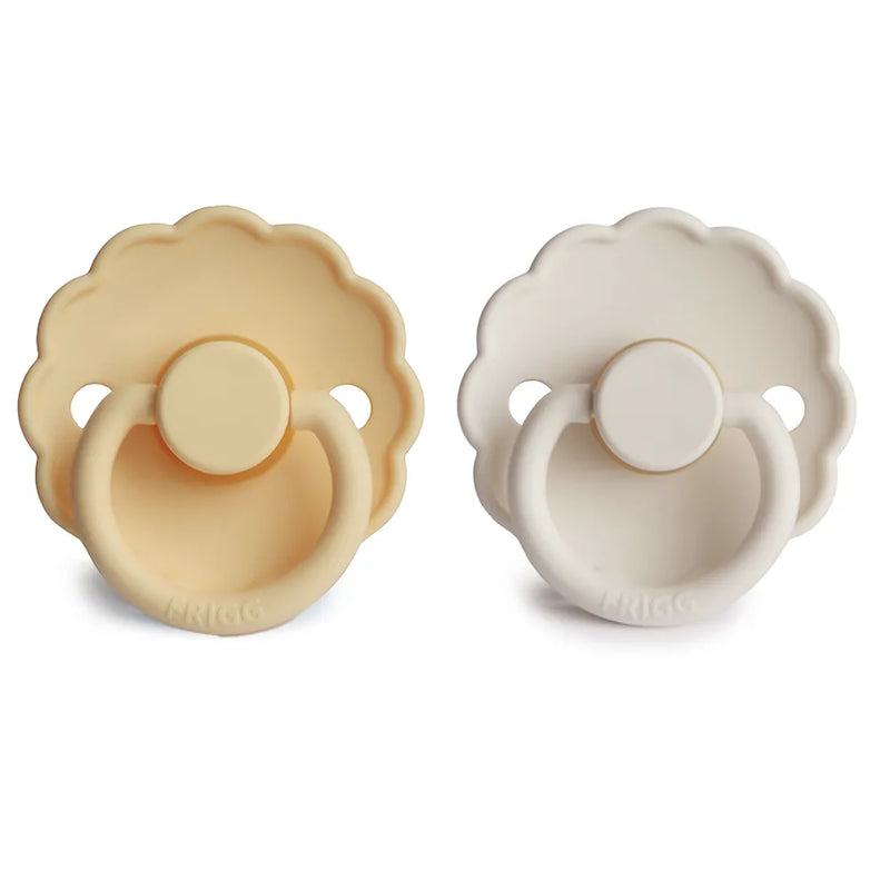 FRIGG Pacifier - Daisy Latex 2-Pack Size 1 - Pale Daffodil/Cream