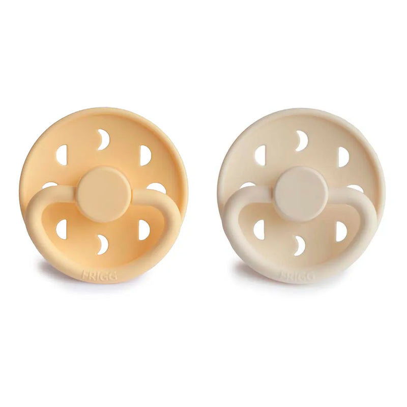 FRIGG Pacifier - Moon Phase Silicone 2-Pack Size 2 - Pale Daffodil/Cream