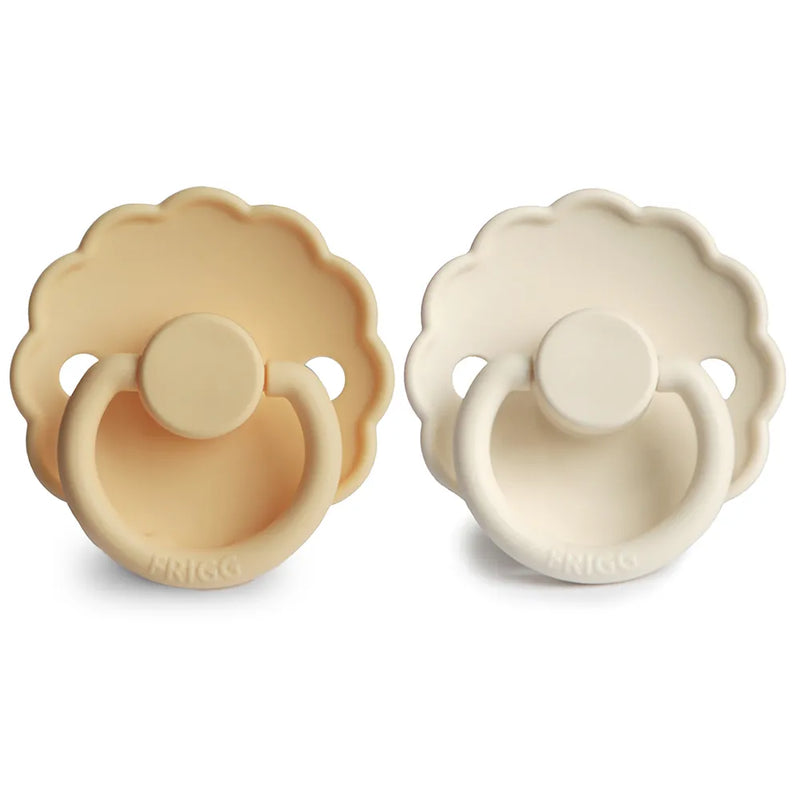 FRIGG Pacifier - Daisy Silicone 2-Pack Size 2 - Pale Daffodil/Cream