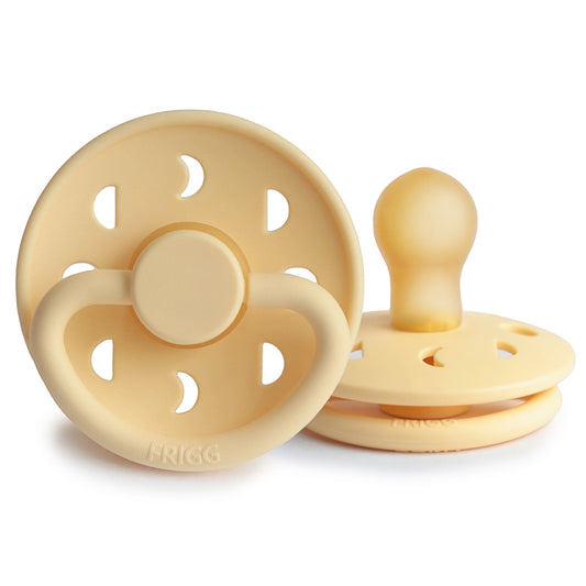 FRIGG Round Pacifier - Moon Phase Latex Size 1 - Pale Daffodil