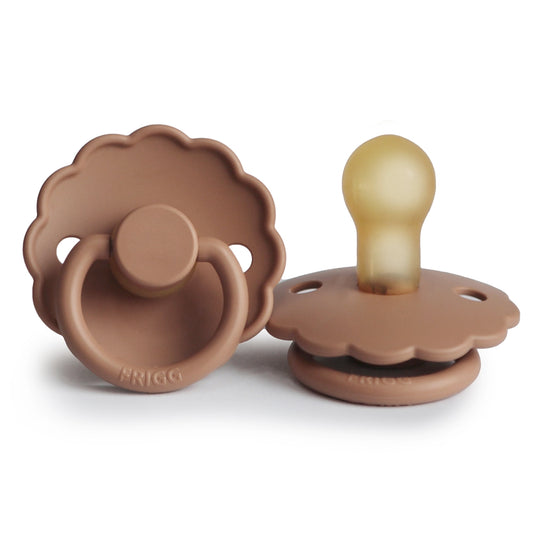 FRIGG Round Pacifier - Daisy Latex Size 1 - Peach Bronze