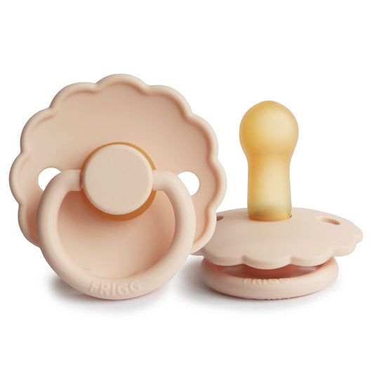 FRIGG Round Pacifier - Daisy Latex Size 2 - Pink Cream