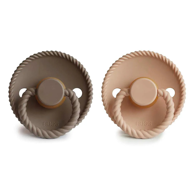 FRIGG Pacifier - Rope Latex 2-Pack Size 2 - Portobello/Croissant