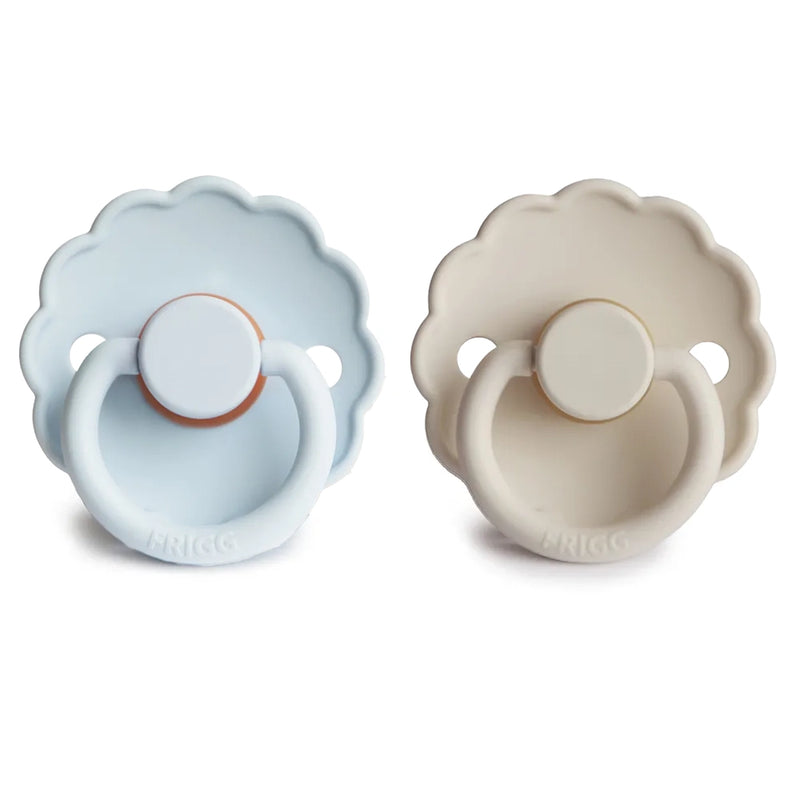FRIGG Pacifier - Daisy Latex 2-Pack Size 2 - Powder Blue/Cream