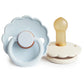 FRIGG Pacifier - Daisy Latex 2-Pack Size 2 - Powder Blue/Cream