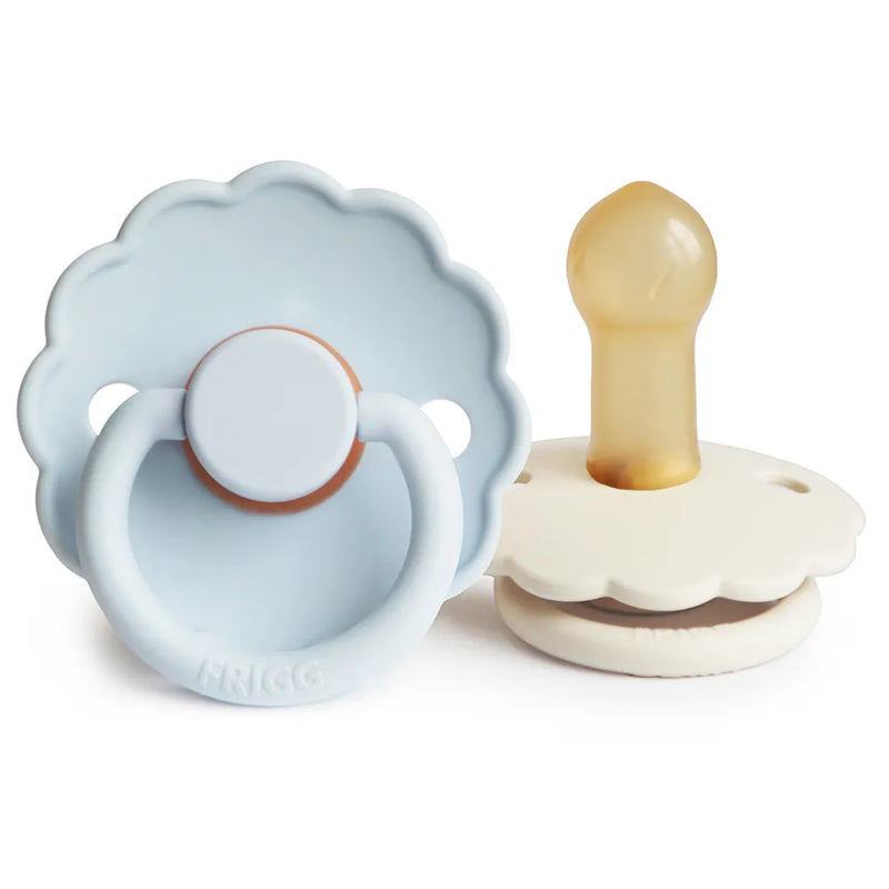 FRIGG Pacifier - Daisy Latex 2-Pack Size 2 - Powder Blue/Cream