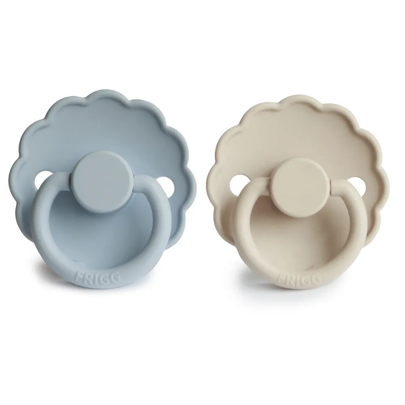 FRIGG Pacifier - Daisy Silicone 2-Pack Size 2 - Powder Blue/Cream