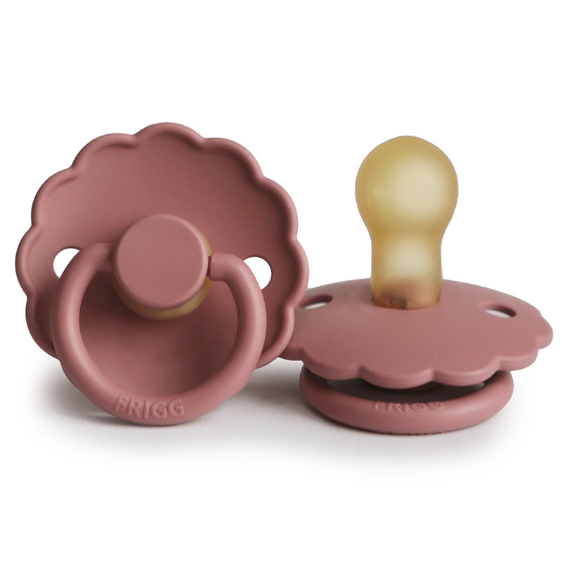 FRIGG Round Pacifier - Daisy Latex Size 1 - Powder Blush
