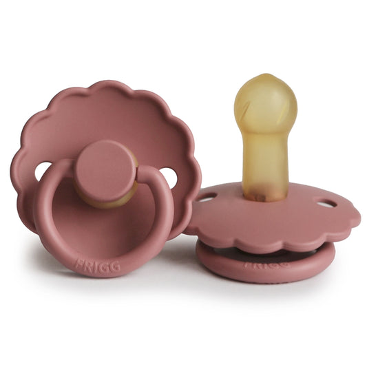 FRIGG Round Pacifier - Daisy Latex Size 2 - Powder Blush
