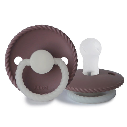 FRIGG Round Pacifier - Rope Night Silicone Size 1 - Twilight Mauve