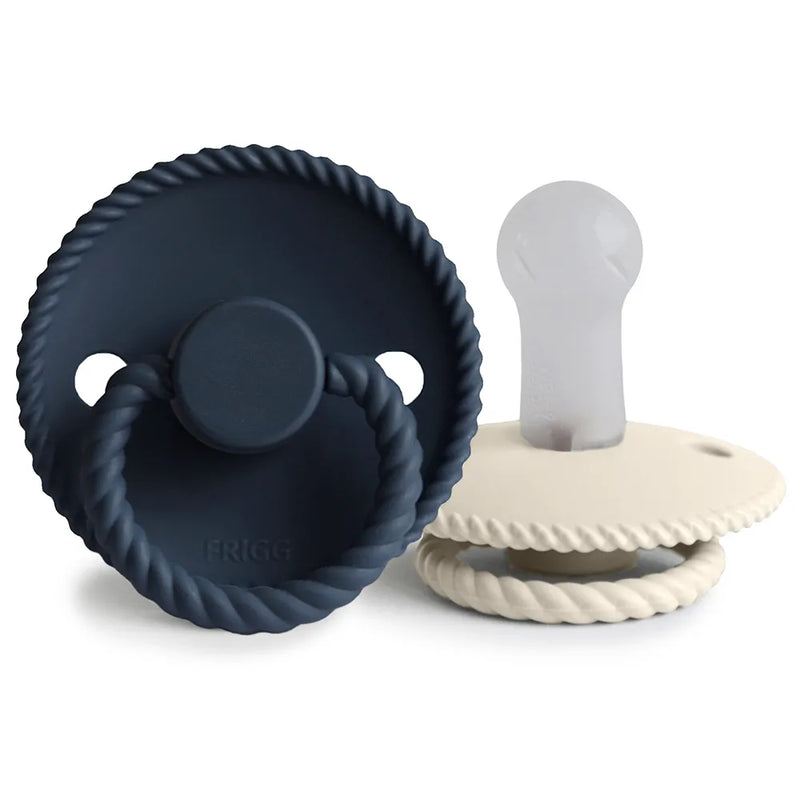 FRIGG Pacifier - Rope Silicone 2-Pack Size 2 - Dark Navy/Cream