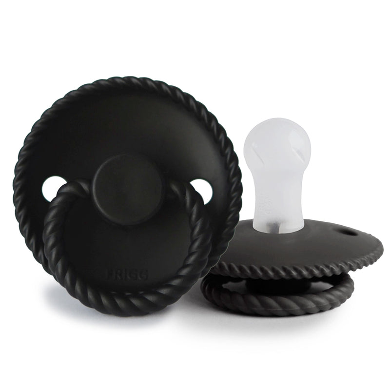 FRIGG Round Pacifier - Rope Silicone Size 1 - Jet Black