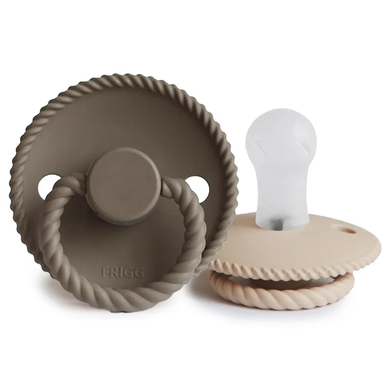 FRIGG Pacifier - Rope Silicone 2-Pack Size 1 - Portobello/Croissant