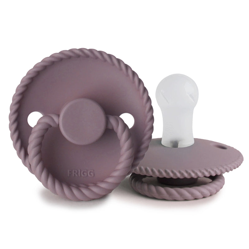 FRIGG Round Pacifier - Rope Silicone Size 1 - Twilight Mauve