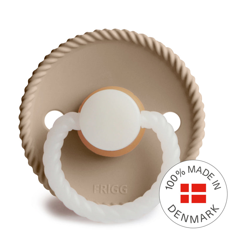 FRIGG Round Pacifier - Rope Night Latex Size 2 - Croissant