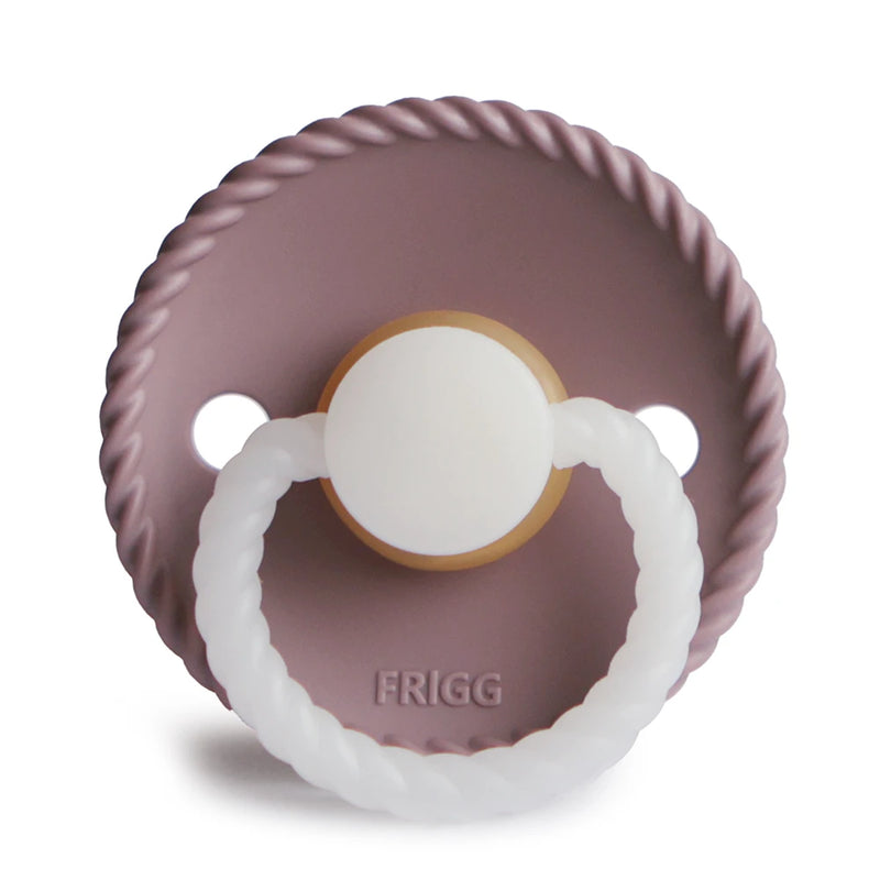 FRIGG Round Pacifier - Rope Night Latex Size 1 - Twilight Mauve