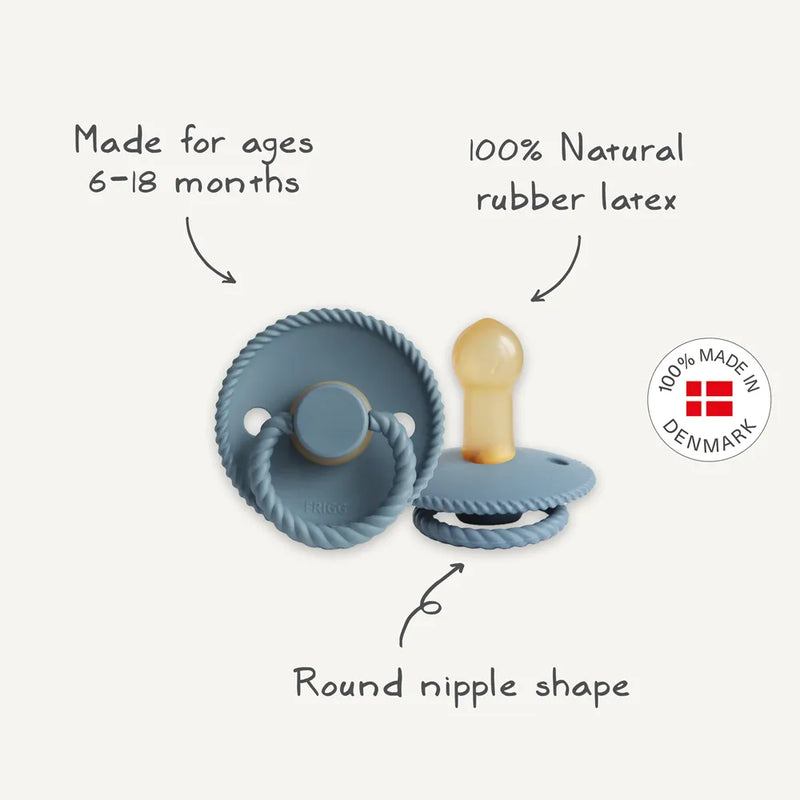 FRIGG Round Pacifier - Rope Latex Size 2 - Twilight Mauve